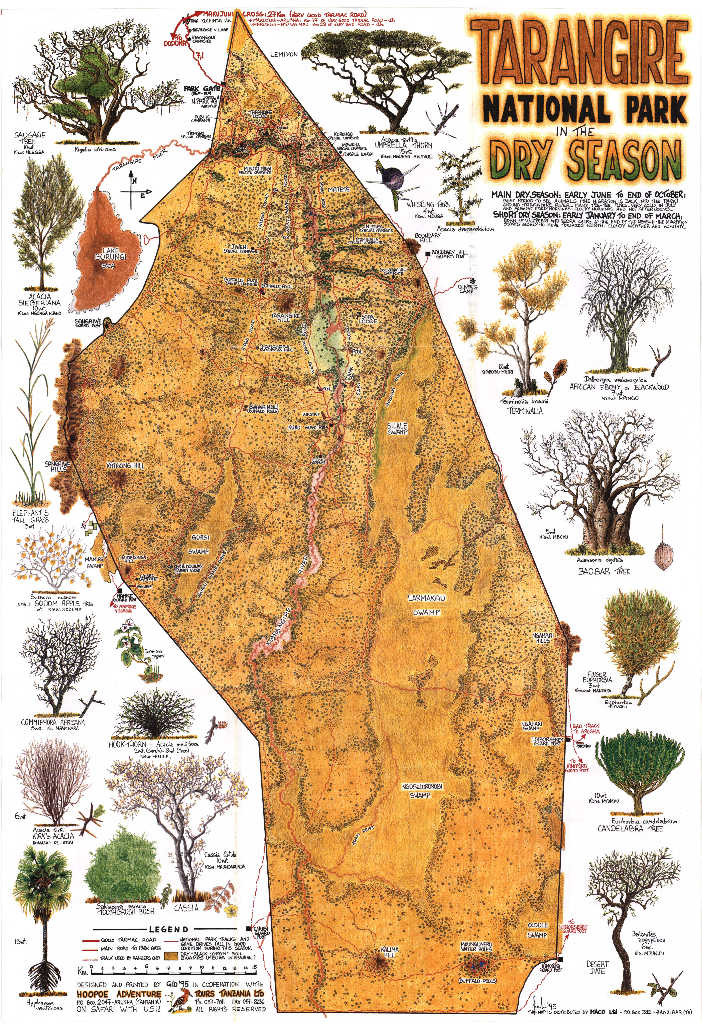 tarangire national park map dry season